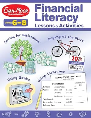 Book cover Financial Literacy Lessons and Activities for Grade 6 Teacher’s Resource Book, Reproducible Worksheets, Homeschool Resources, Classroom Lessons, Math Word Problems, Money Games
