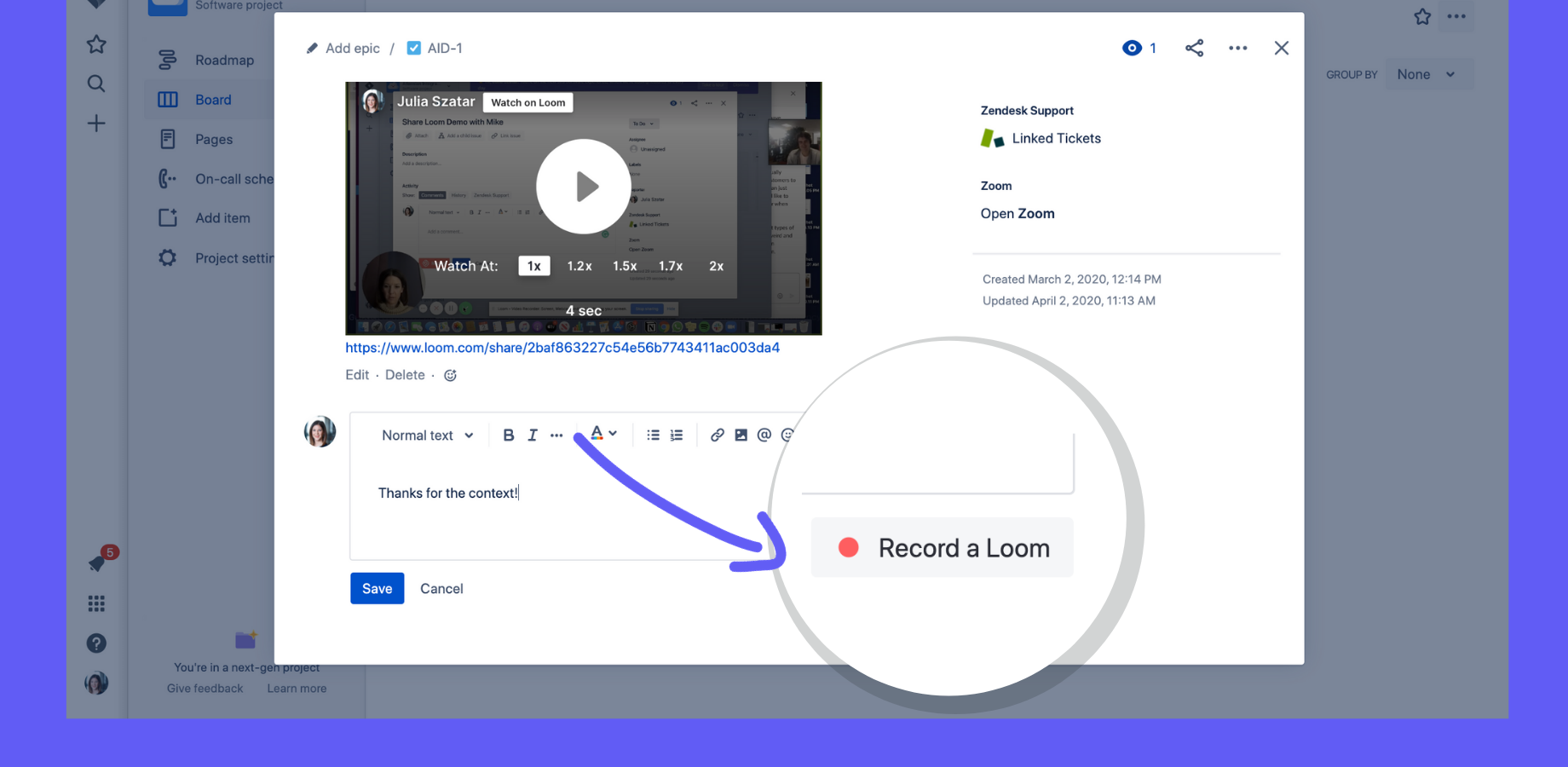 Just click on the "Record a Loom Button"
