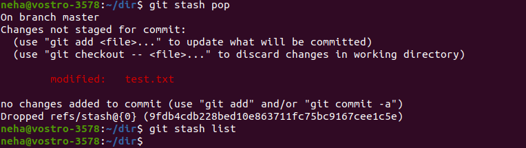 git stash pop