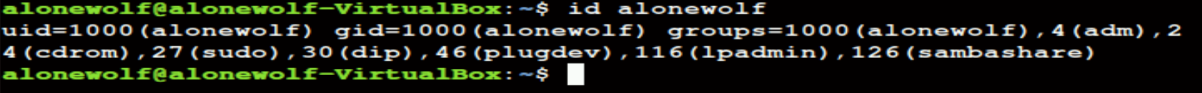 id command followed by the username to print specific user information