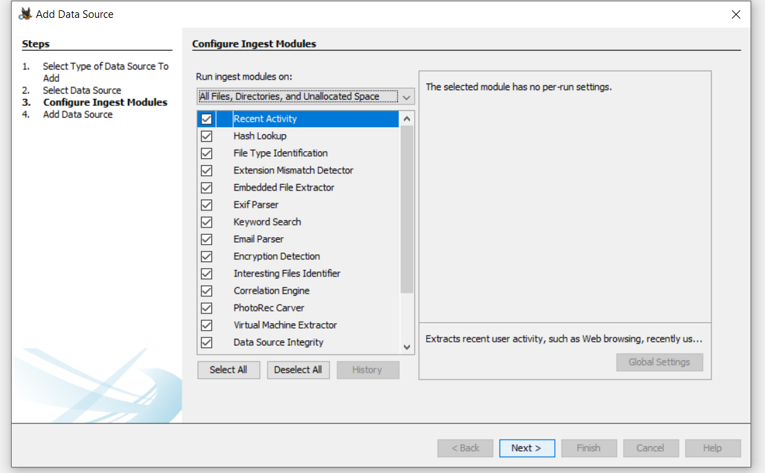 configure ingest modules