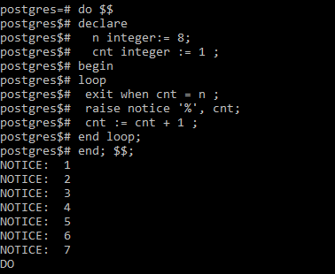 PostgreSQL Exit Example