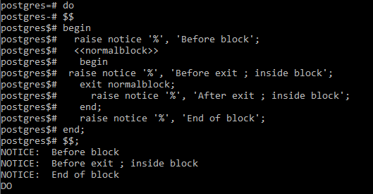 PostgreSQL Exit Example