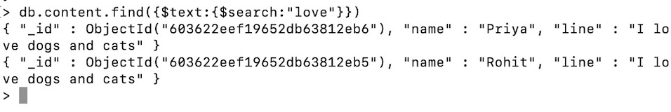 text search in mongodb