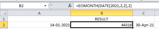 EOMONTH Function in Excel