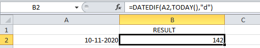 DATEDIF Function in Excel