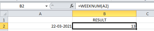 WEEKNUM Function Example