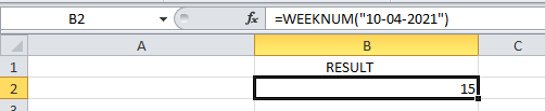 WEEKNUM Function in Excel