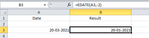 EDATE Function Example 2