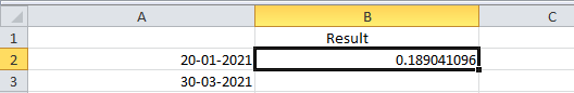 YEARFRAC Function in Excel