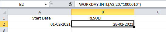 Excel WORKDAY.INTL Function