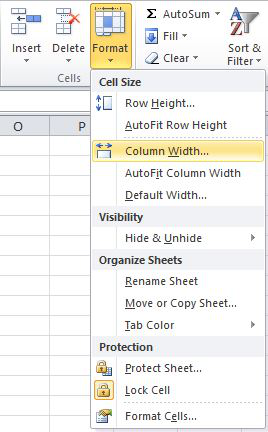 Adjusting the Column width manually.