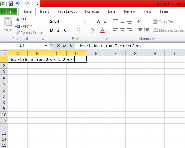 cell selected to wrap text.