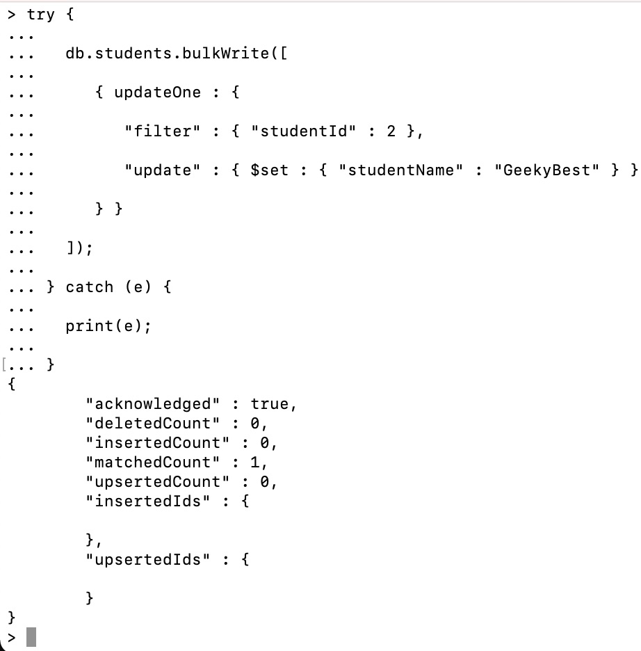 updateone operation in bulkwrite method monogdb