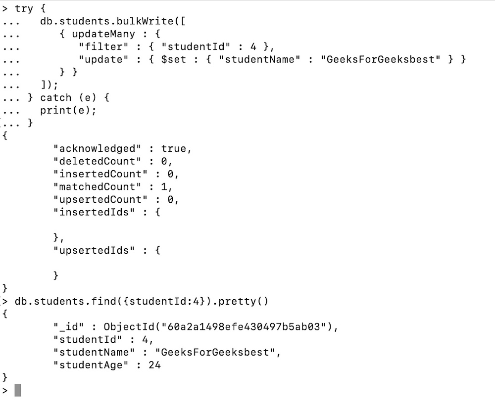 updatemany operation in bulkwrite method monogdb