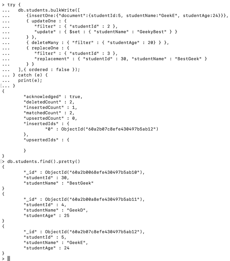 unordered bulkwrite example
