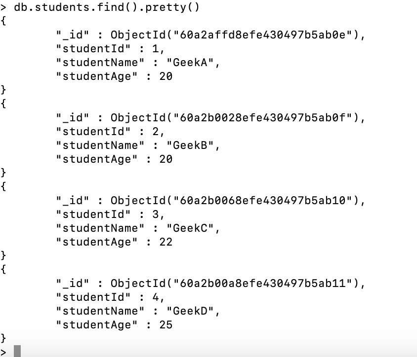 demo mongodb database and collection