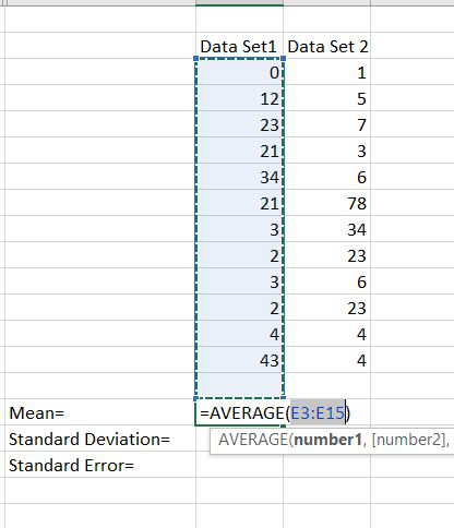 Calculate Standard Error in Excel