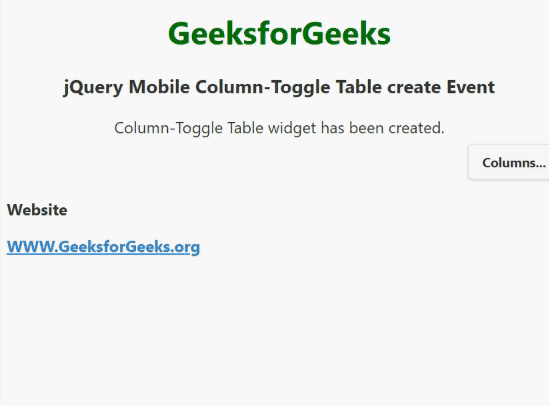 jQuery Mobile Column-Toggle Table create Event