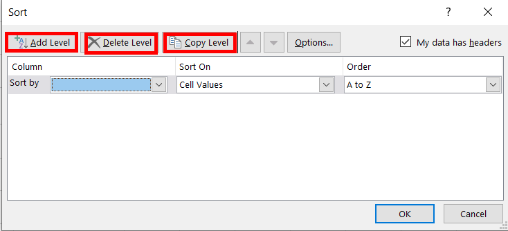 Add-delete-copy-level-options