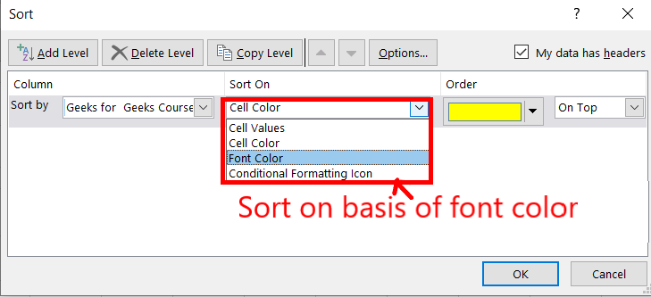Sorting-by-font-color