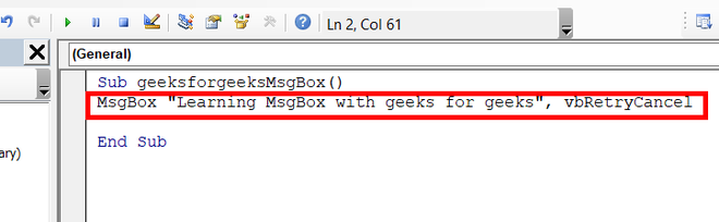 Creating-vbRetryCancel-button