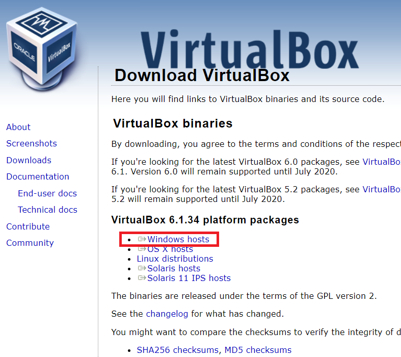  Download VirtualBox