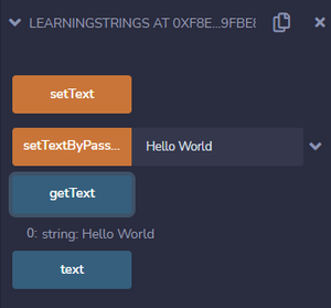 Solidity program to set string using function with parameter