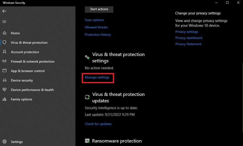 Virus and threat protection