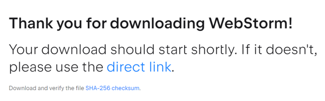 A pop up appears for download has started