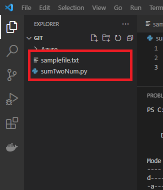 files are created in vs code using terminal 