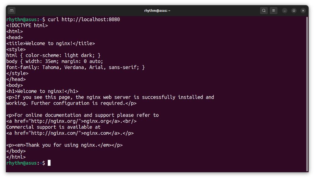 Ping Nginx in localhost
