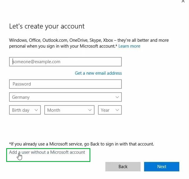 Create new account