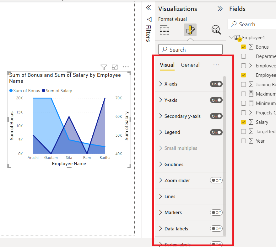 Power BI - Format Area Chart