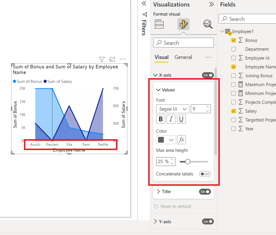 Power BI - Format Area Chart