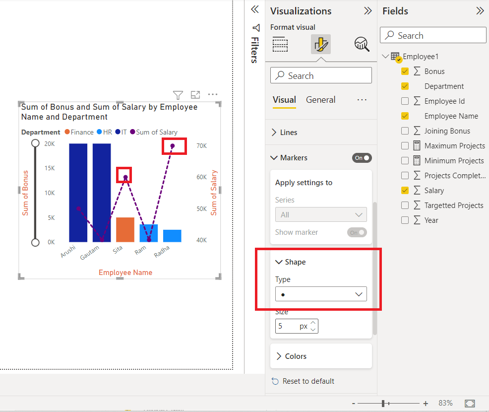 Adding Markers in Power BI chart