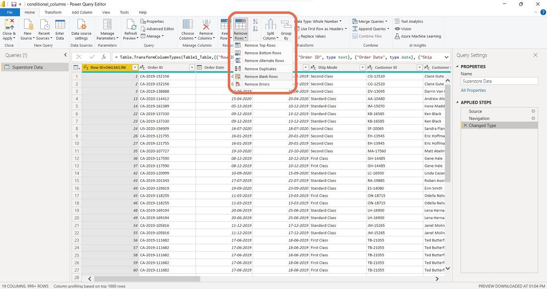 Removing-blank-rows