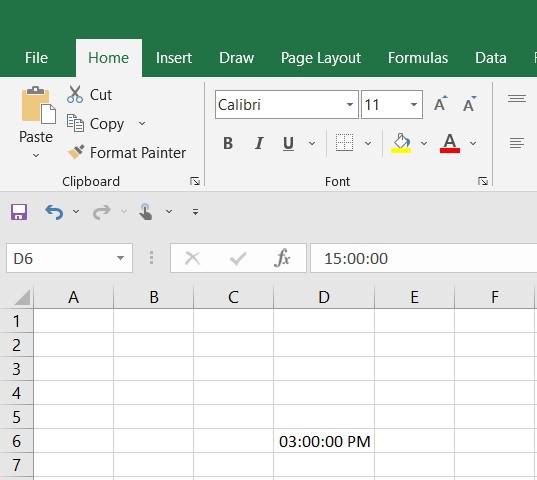 Excel will change the default time format to our specified time format.