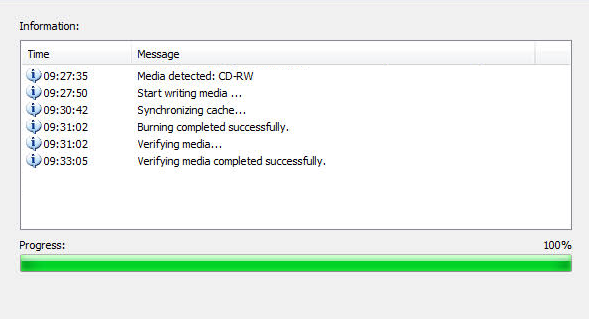Burning process completion