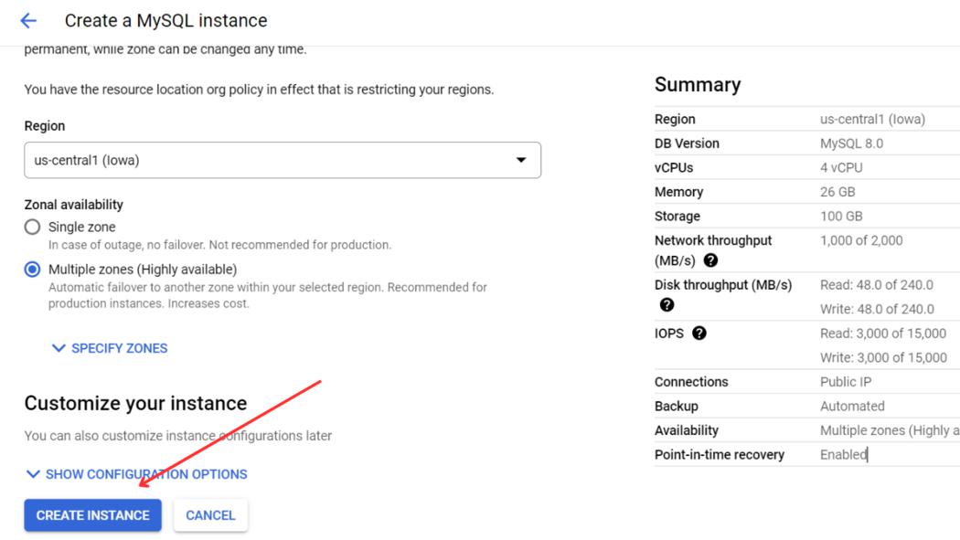 create instance