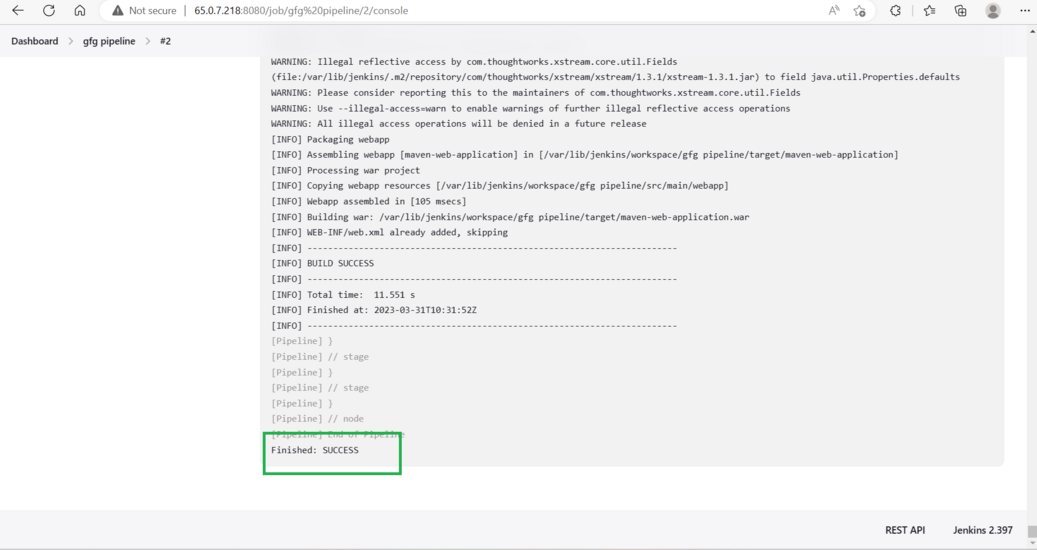 Output of the pipeline 