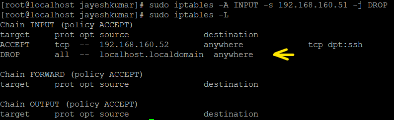 As we can see 192.168.160.51 has been drop