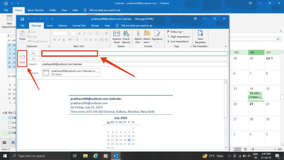 Share Your Calendar in Outlook