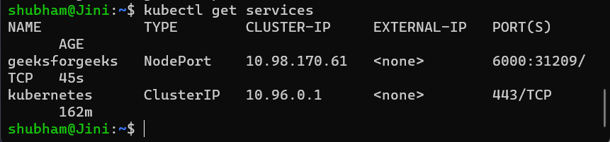 kubectl get services