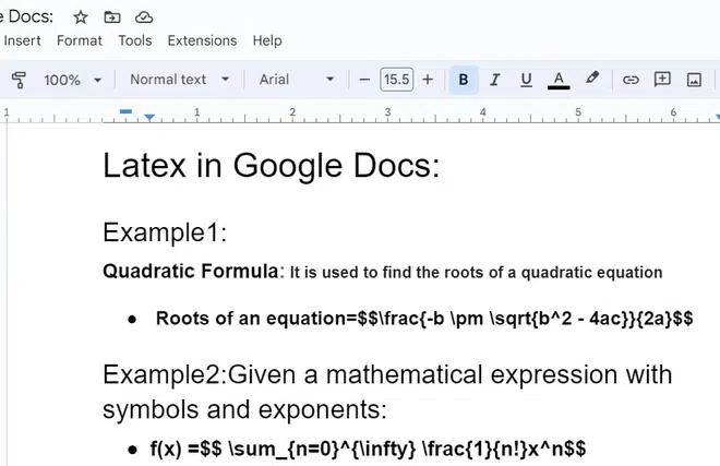 LaTeX in Google Docs
