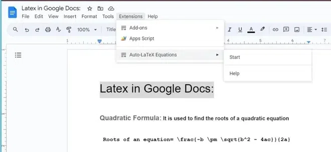 LaTeX in Google Docs