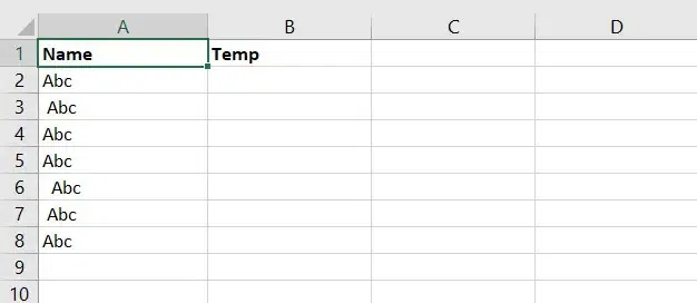 Select the cells that you want to clean in the spreadsheet