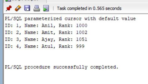 Output of Parameters Cursor with default value