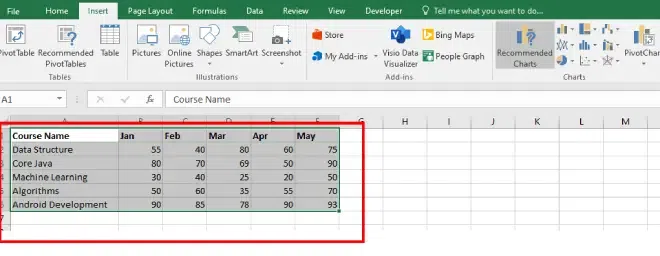 Create Graph in Excel