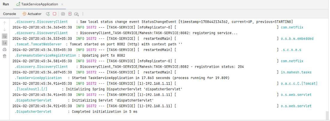 TaskService Application Runs